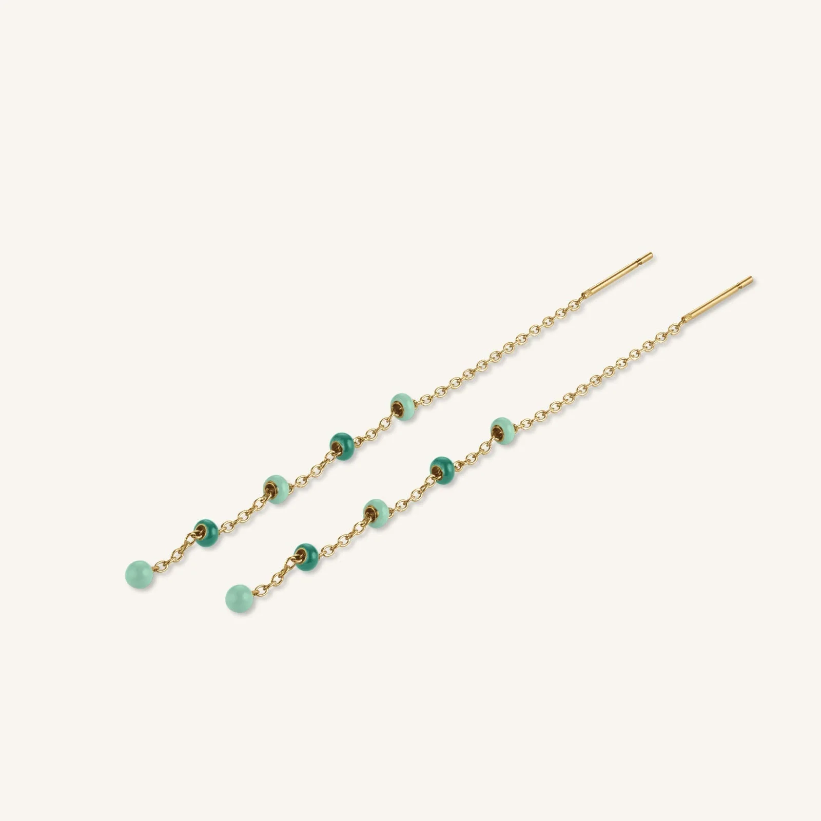 Emerald Dotted Threader Earrings - Image 3