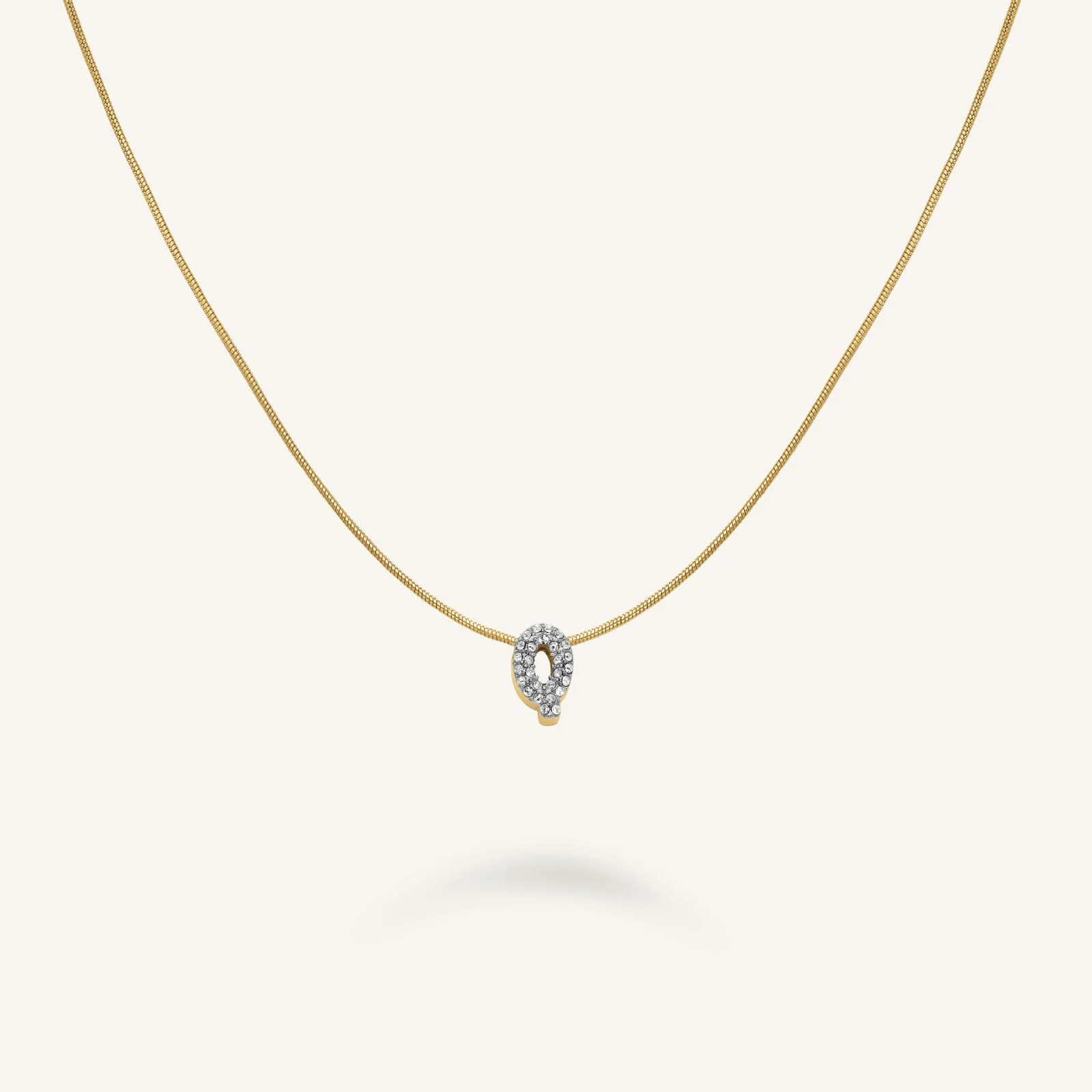 Crystal Letter Q Necklace