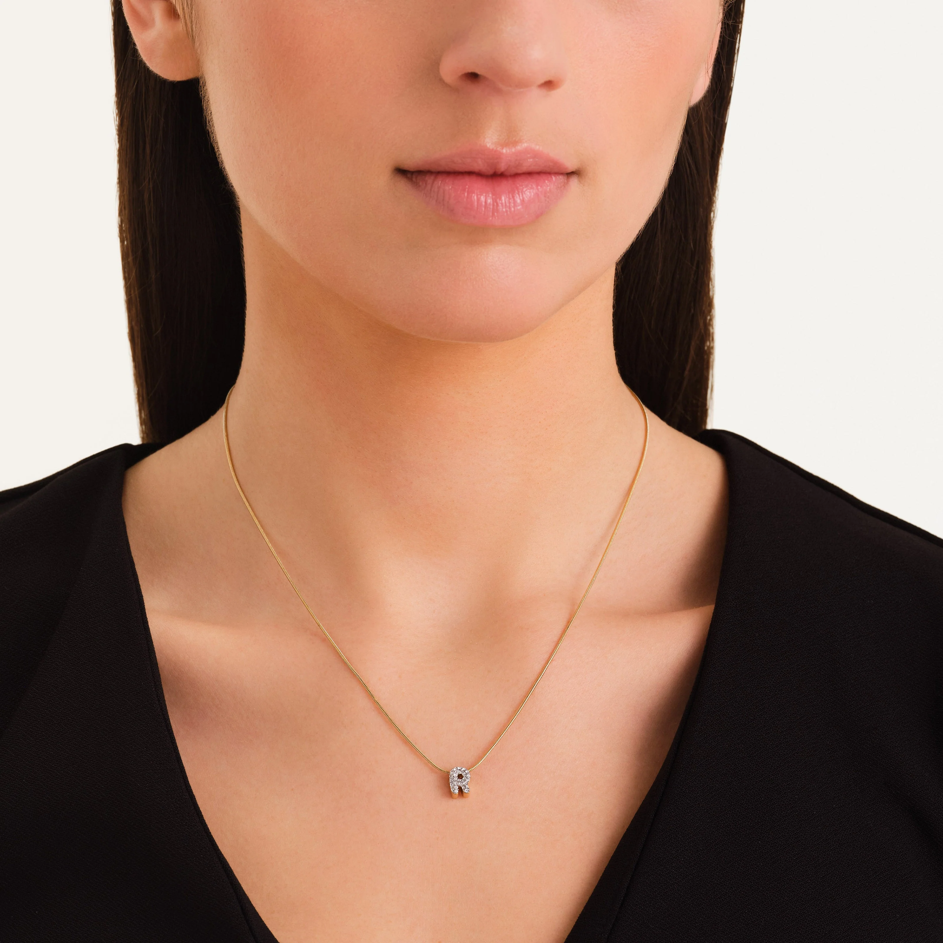 Crystal Letter R Necklace - Image 2