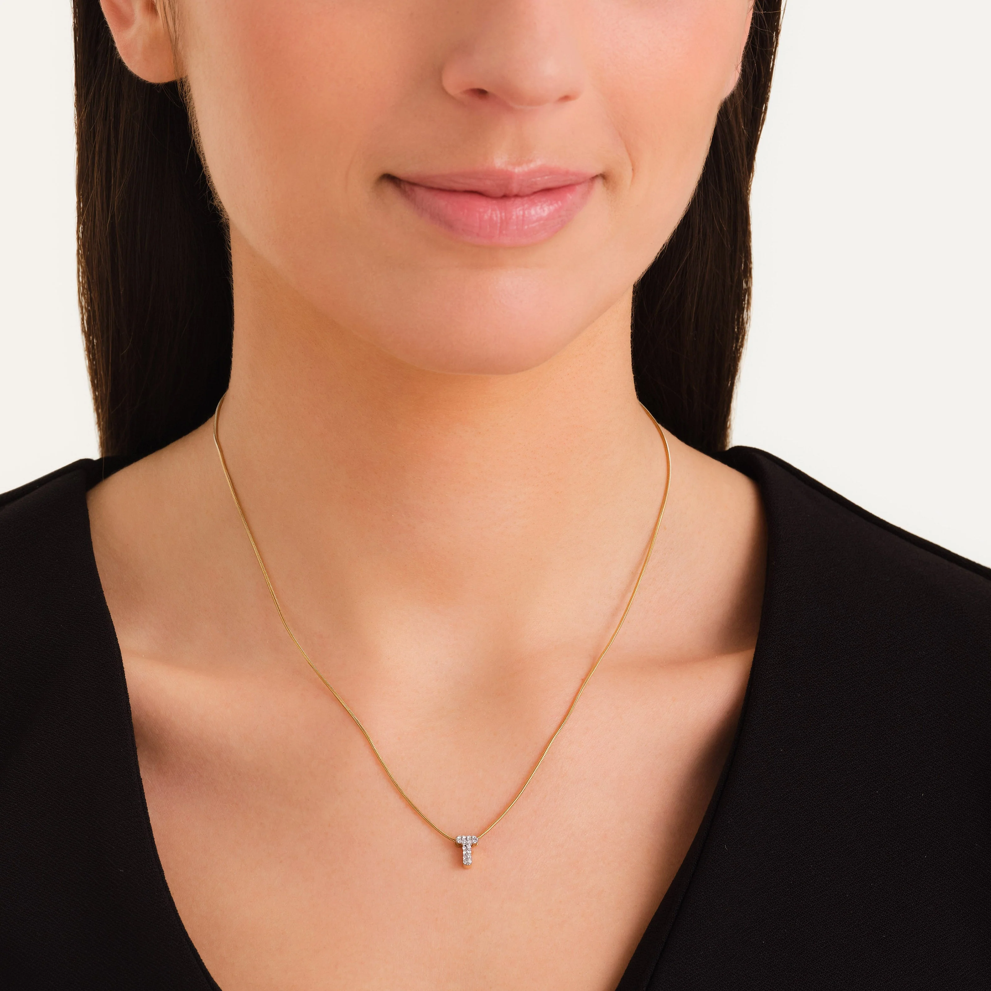 Crystal Letter T Necklace - Image 2
