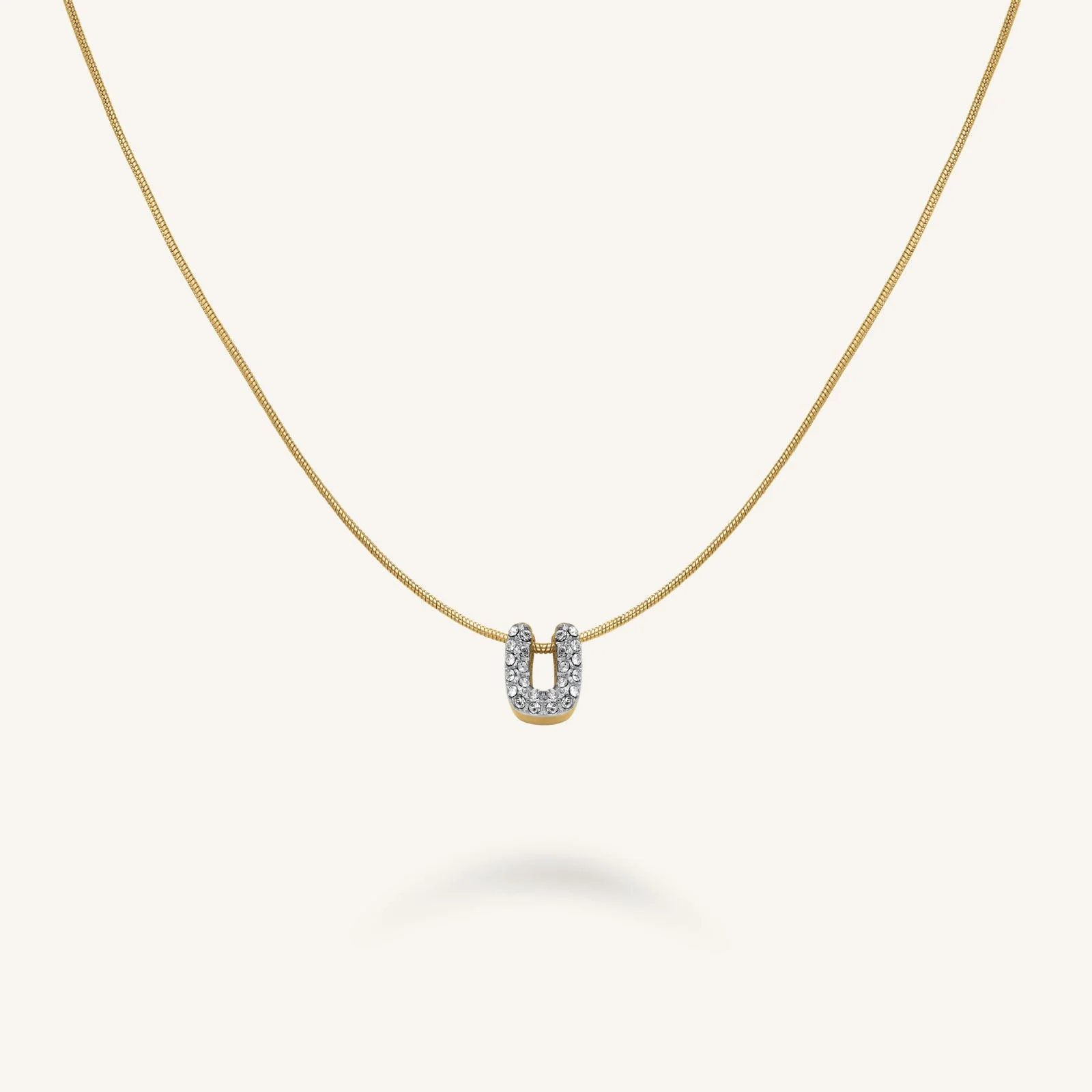 Crystal Letter U Necklace