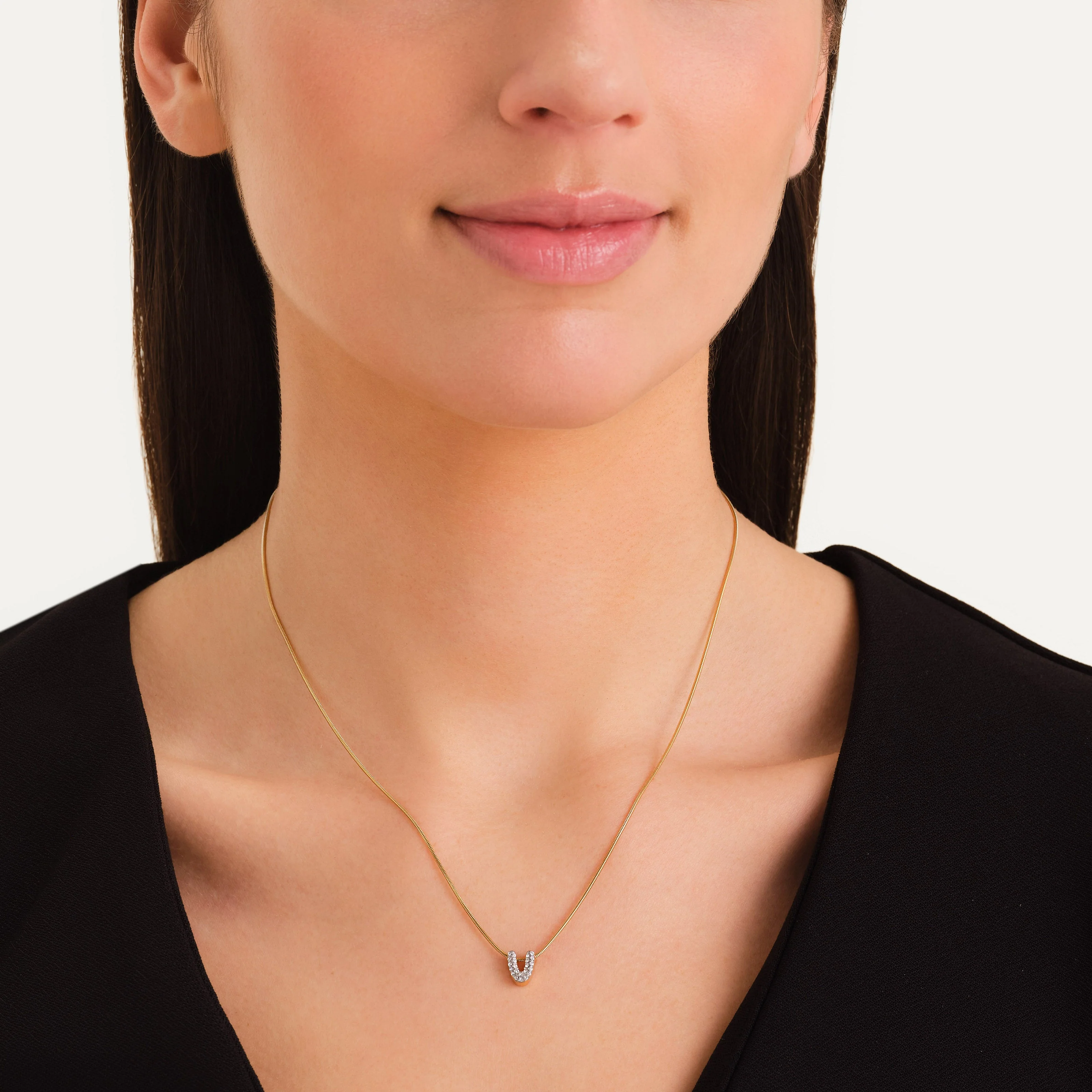 Crystal Letter V Necklace - Image 2