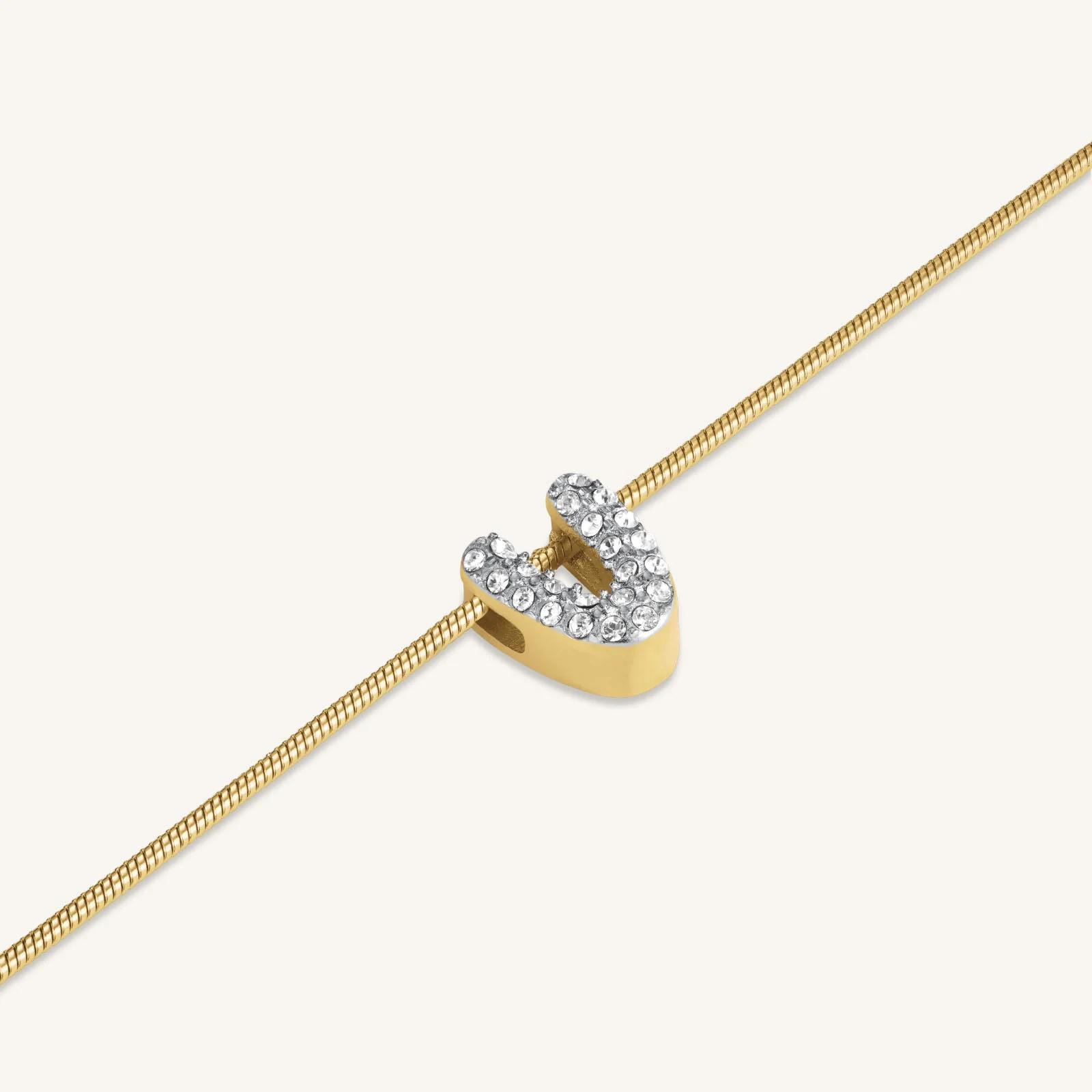 Crystal Letter V Necklace - Image 3