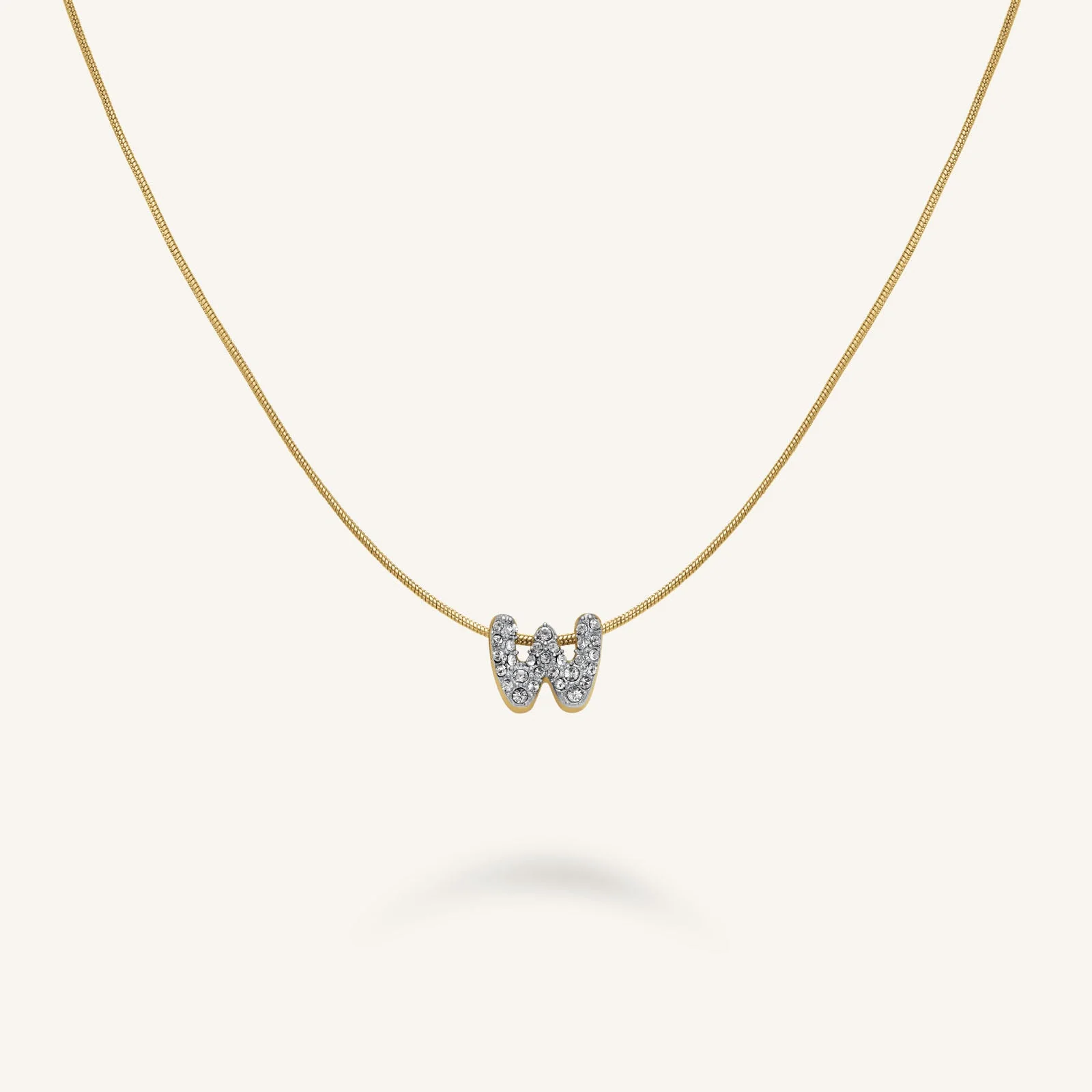Crystal Letter W Necklace