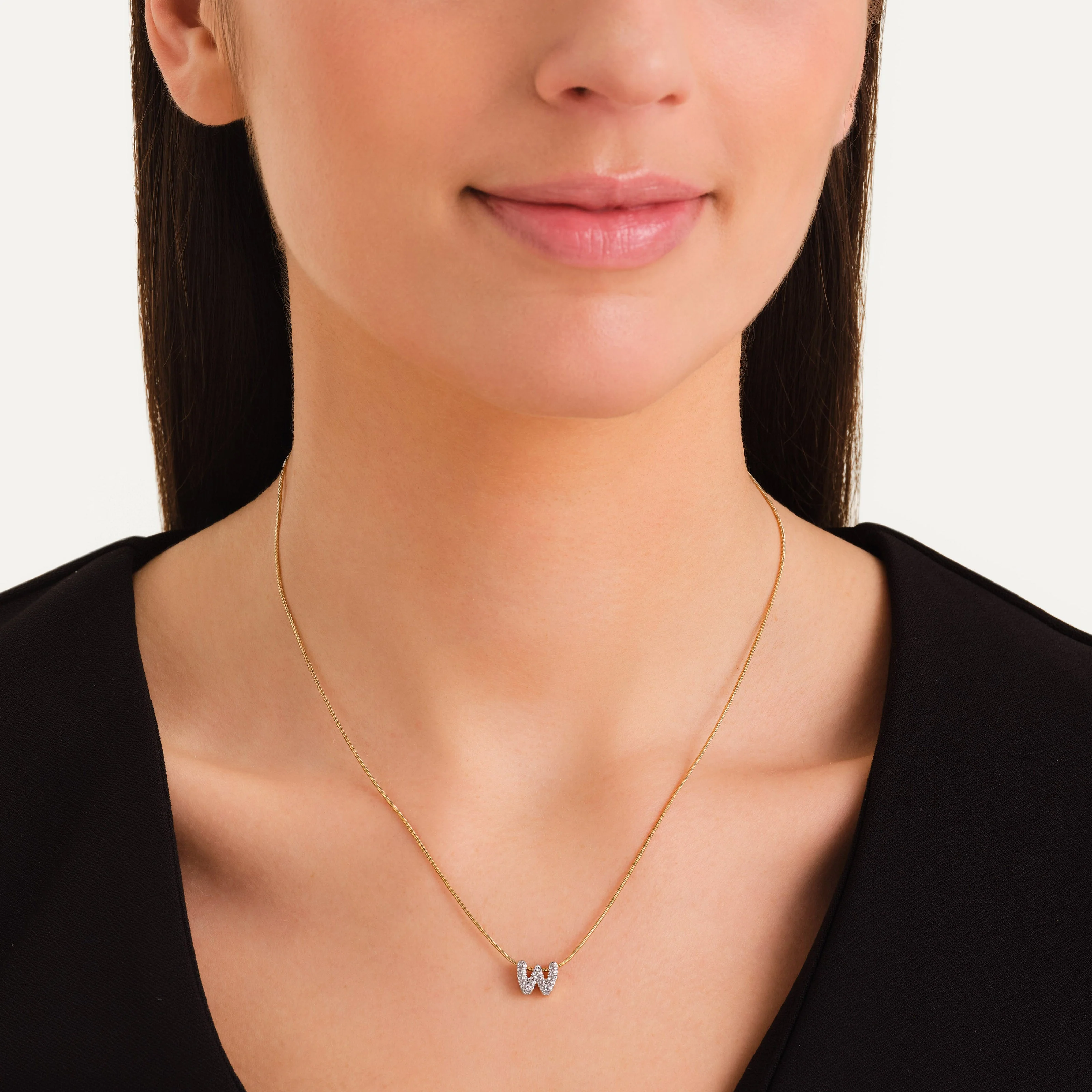 Crystal Letter W Necklace - Image 2