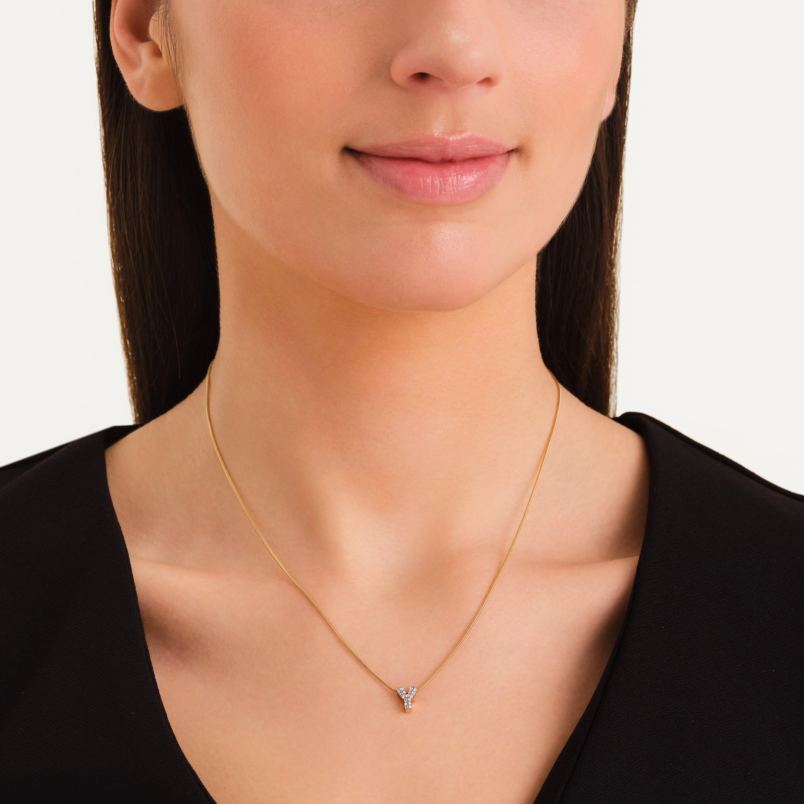 Crystal Letter Y Necklace - Image 2