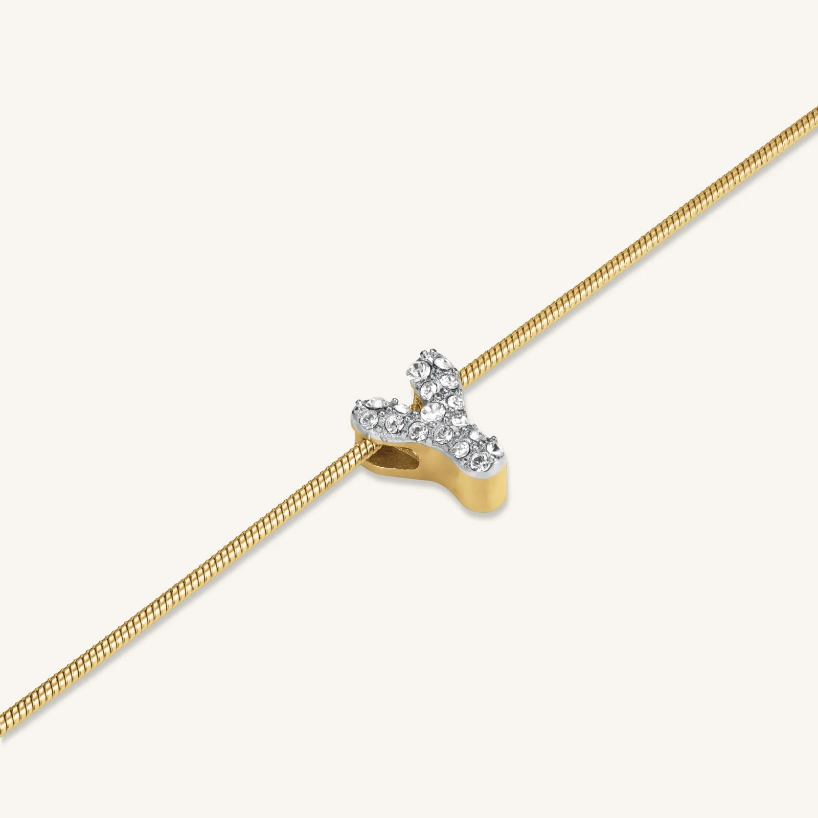 Crystal Letter Y Necklace - Image 3